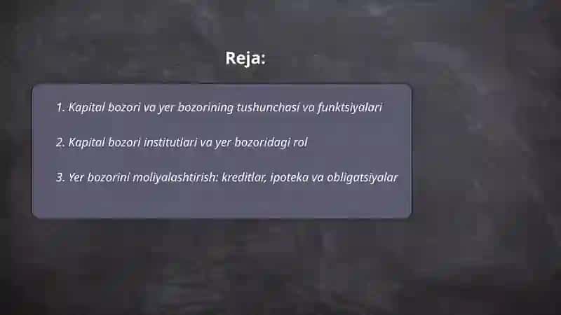 Kapital bozori va yer bozori 2