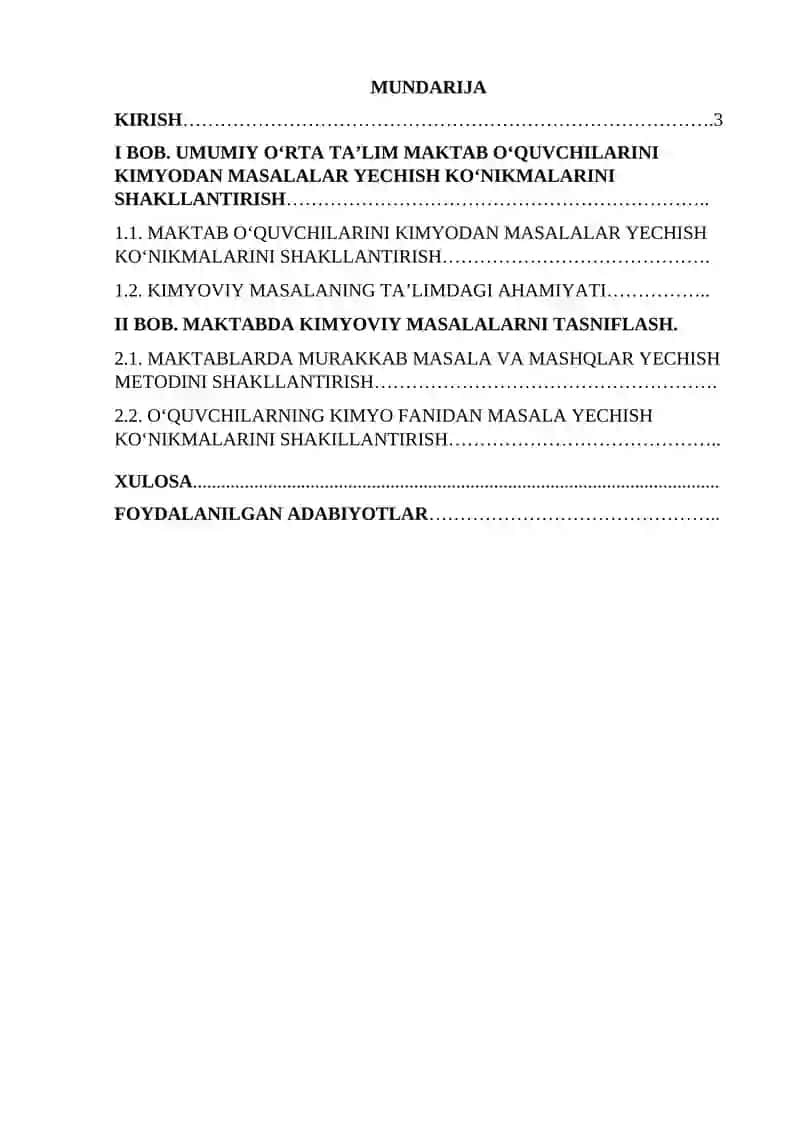 MAKTAB KIMYO KURSIDAGI KIMYOVIY MASALALARNI SAMARALI YECHISH USLUBLARI 2