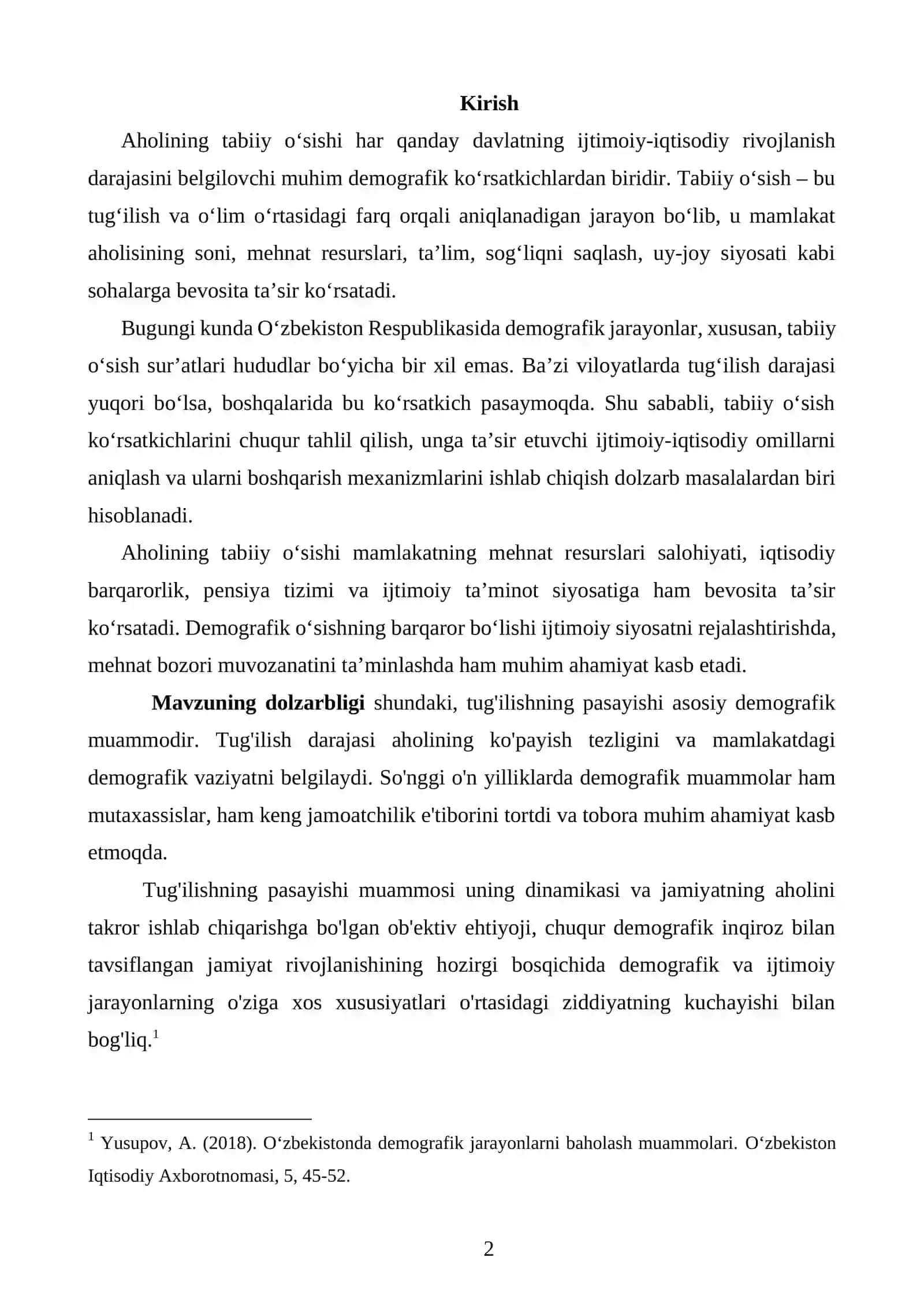AHOLINING TABIIY O‘SISH KO‘RSATKICHLARI TAHLILI 2