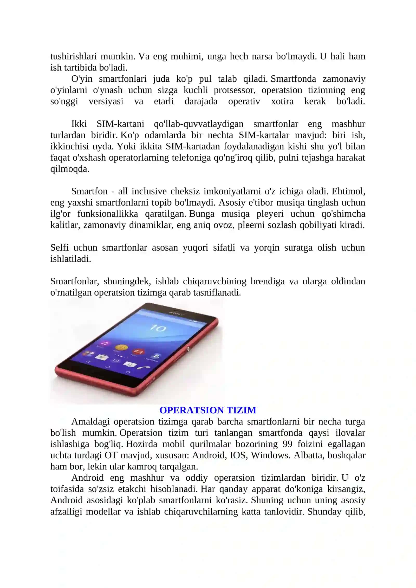 Smartfonning qurilmasi turlari 2