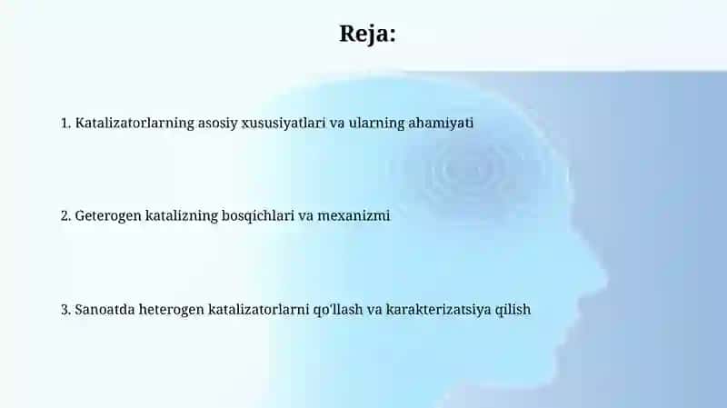 Katalizatorlarning asosiy tavsiflari 2