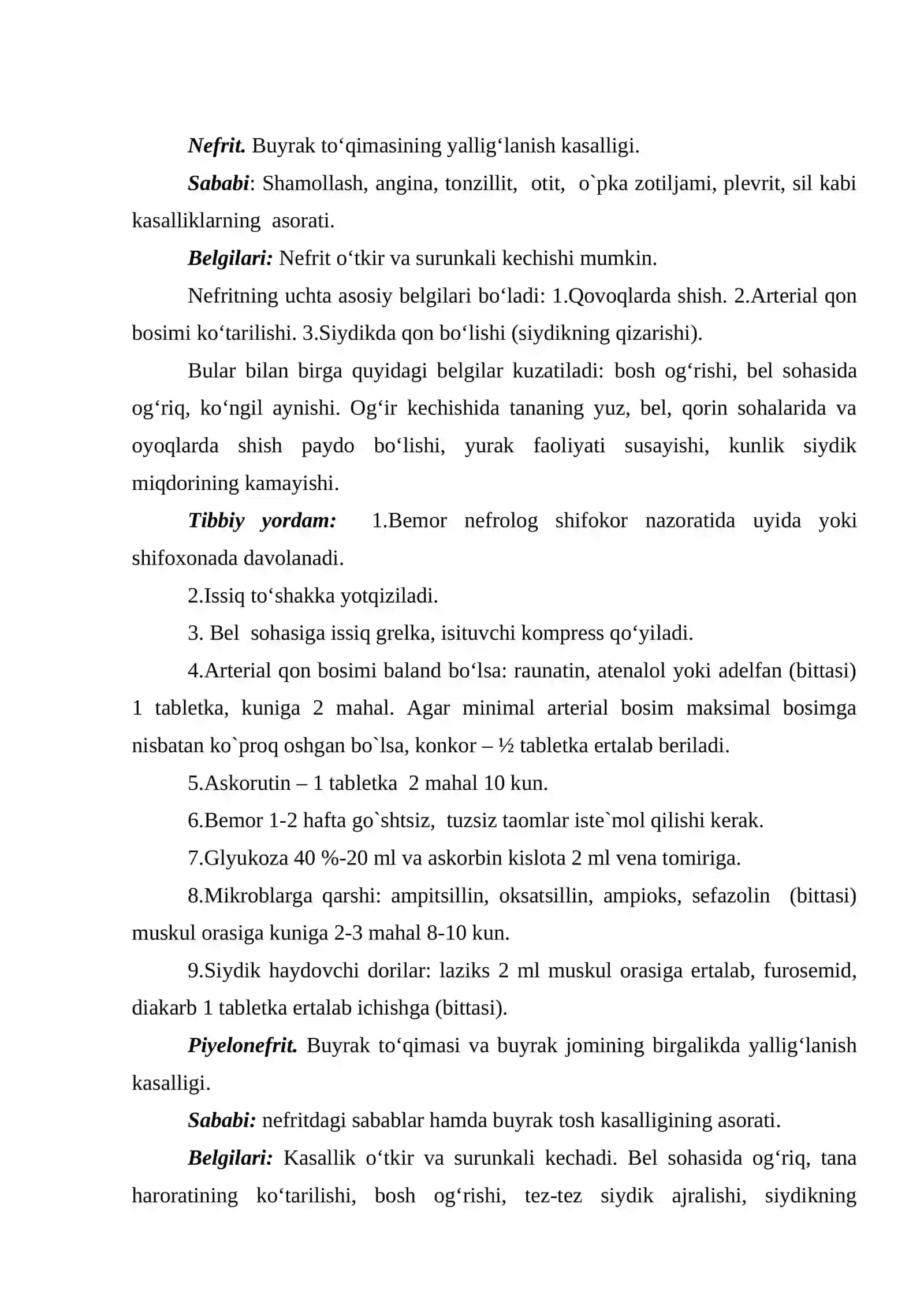 Ayirish va tanosil a`zolari kasalliklari 2