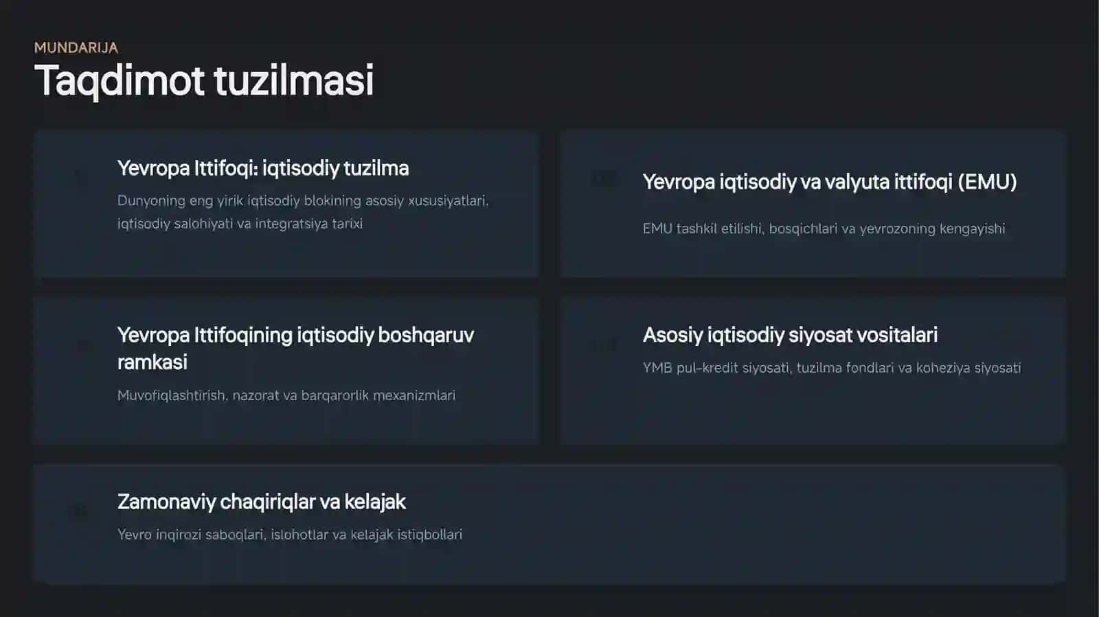 Yevropa hududi va Yevropa Ittifoqining iqtisodiy siyosati 2