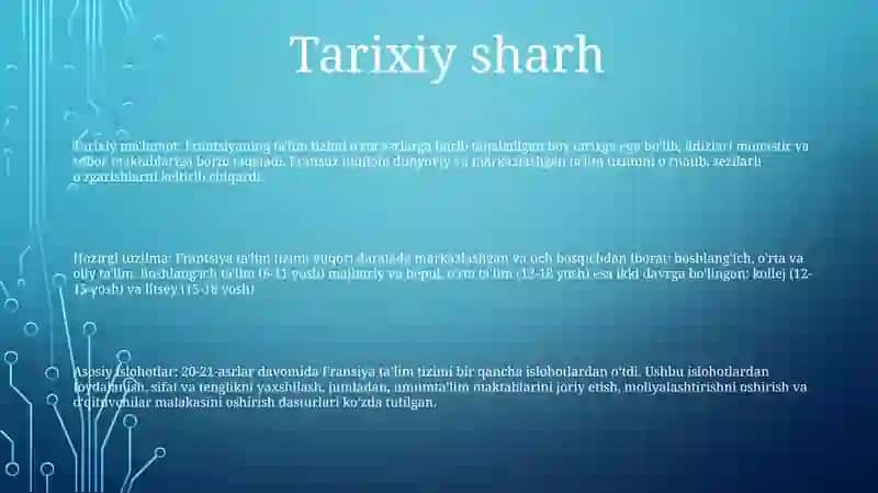 Fransiyada Ta'lim Tizimi 2