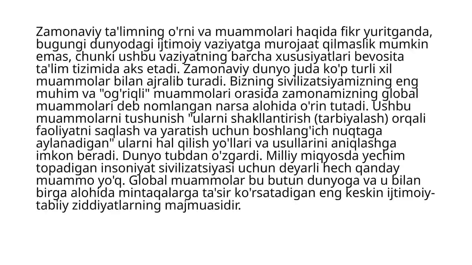 Zamonaviy ta'limning o'rniva muammolari 2