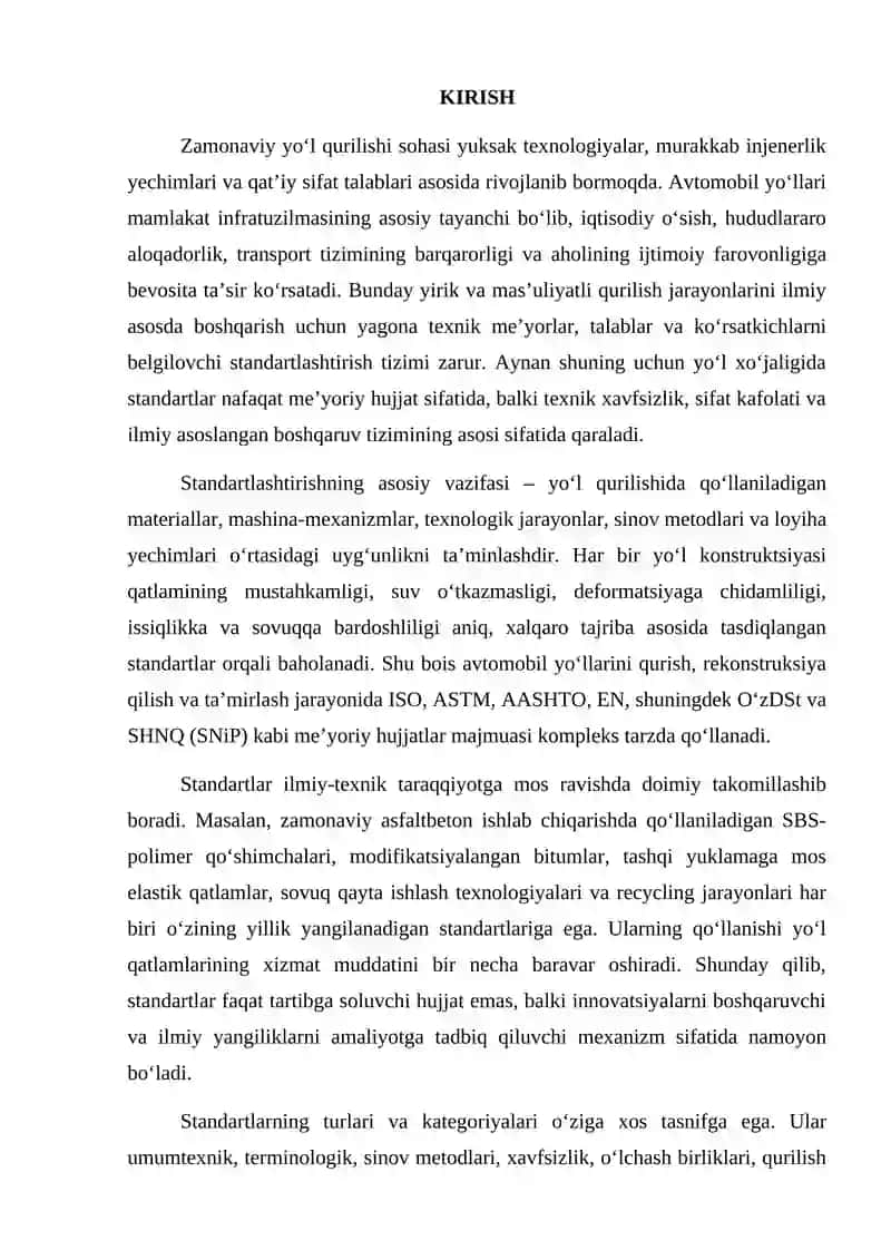 STANDART TURLARI KATEGORIYALARI VA ULARNING QO'LLANILISH SOHALARI 2