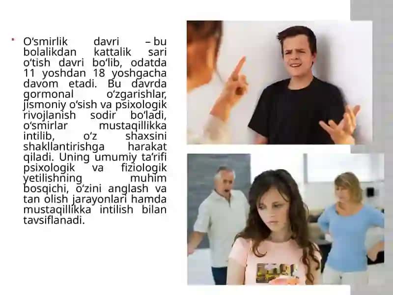 O'smirlik davrida psixik rivojlanish xususiyatlari 2