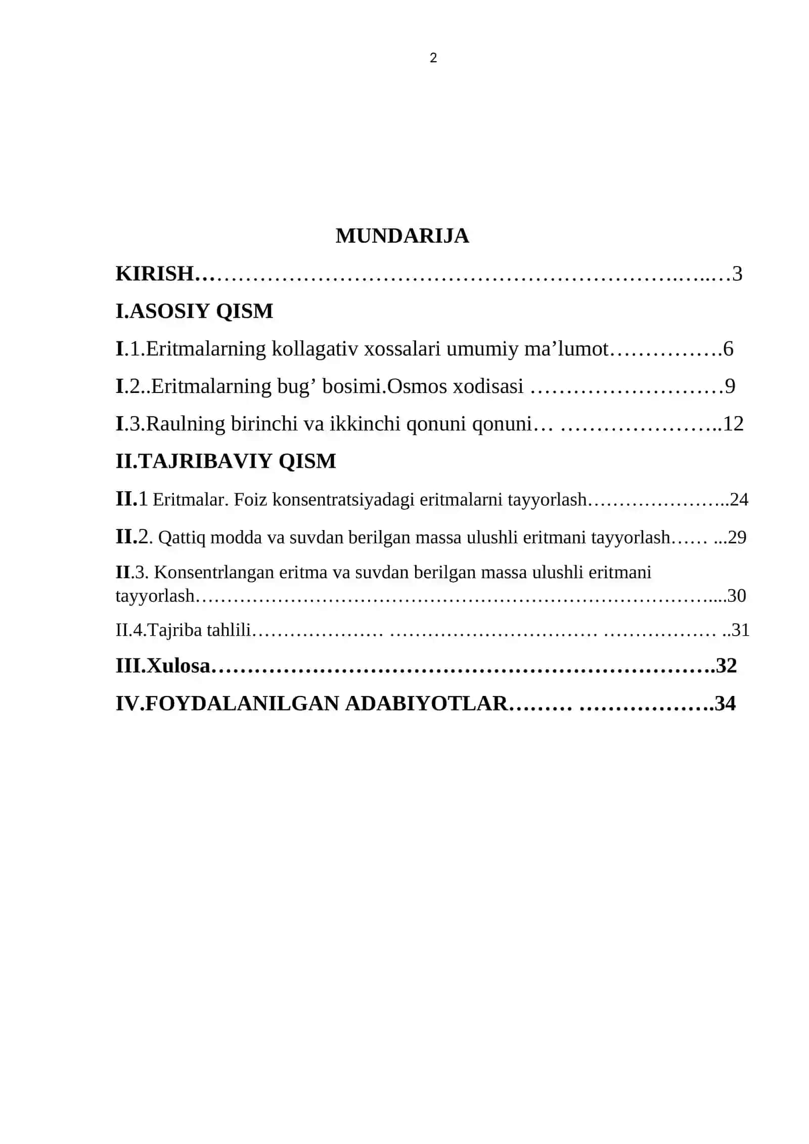 Eritmalar. Kurs ishi 2