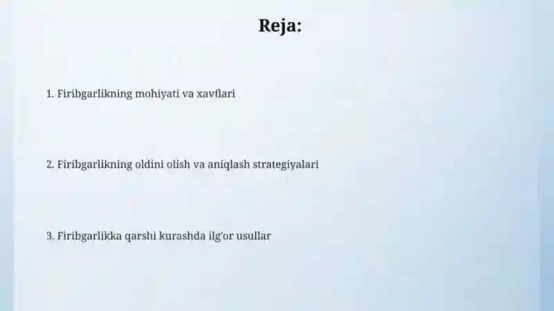 Firib va firibni oldini olish 2