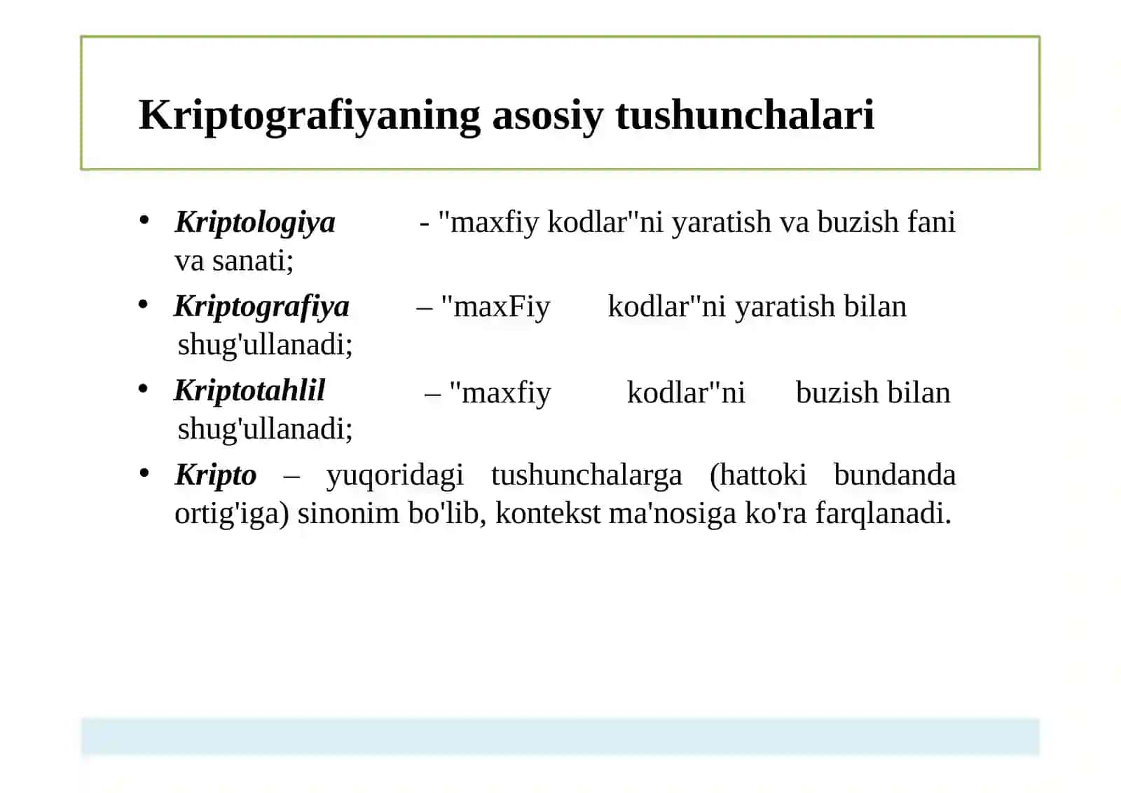 Kriptografiyaning asosiy tushunchalari 2