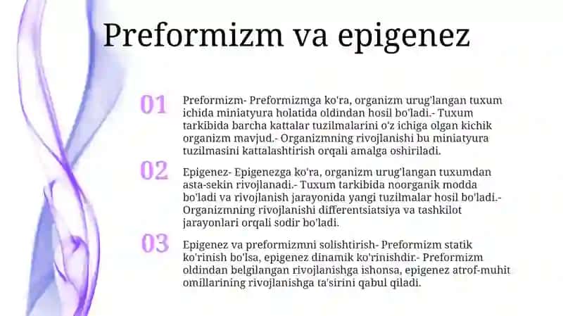 Epigenez Va Preformizm Oqimlari 2