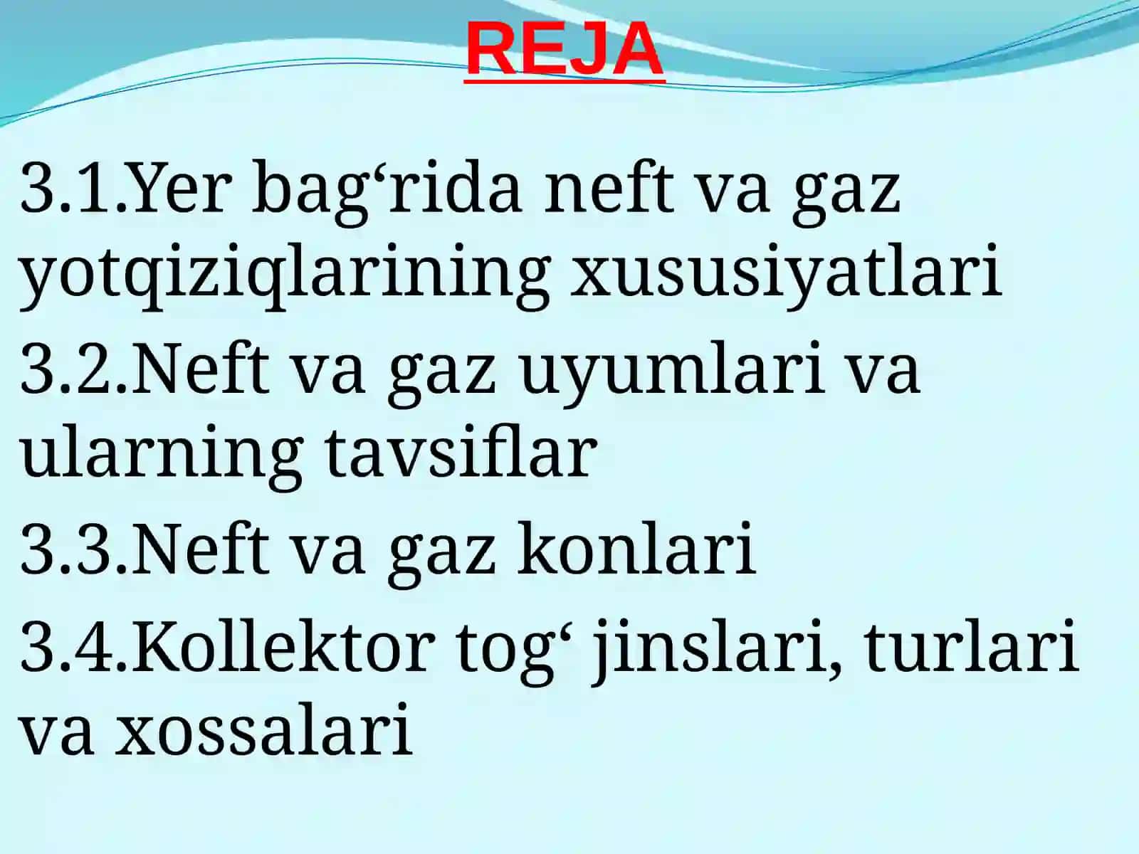 Neft va gaz konlarining kon geologik tavsifi 2