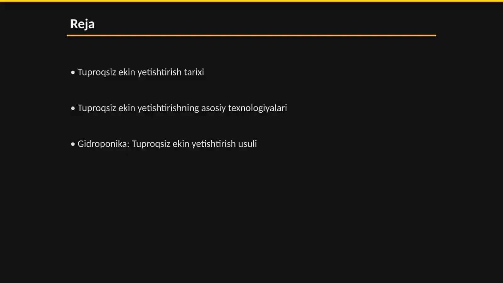 Tuproqsiz ekin yetishtirish 2