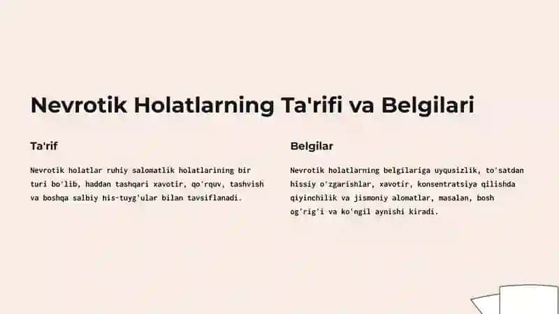 Bemorlarning Nevrotik Holatlari Tahlili 2