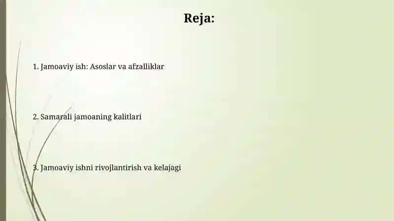 Jamoaviy ish: Asoslar va afzalliklar 2