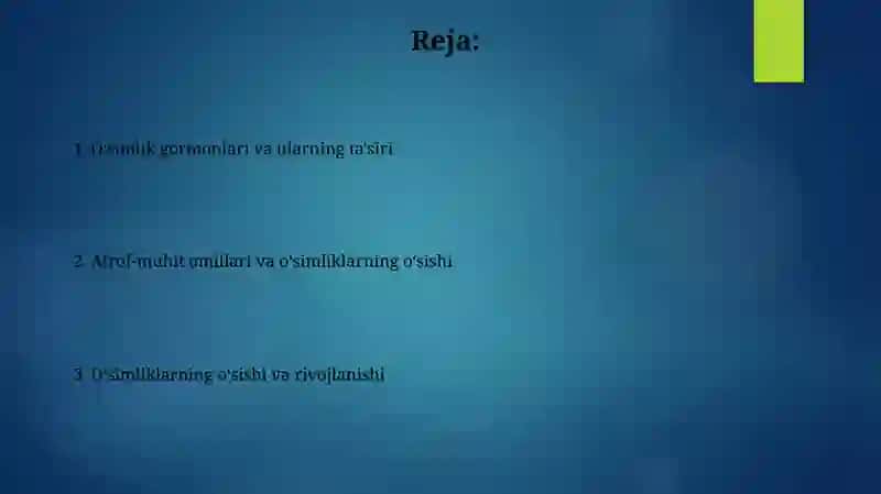 Oʻsimliklarning oʻsishi va rivojlanishi 2