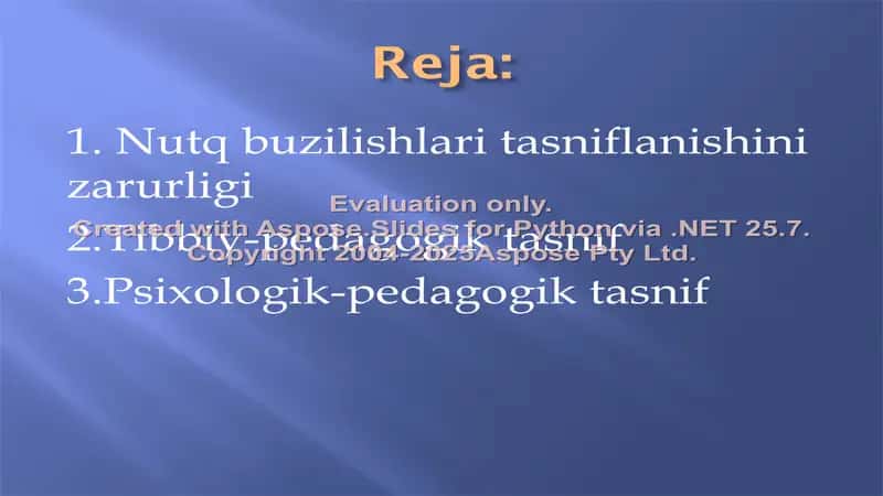 Nutq buzilishlarini tasniflash 2