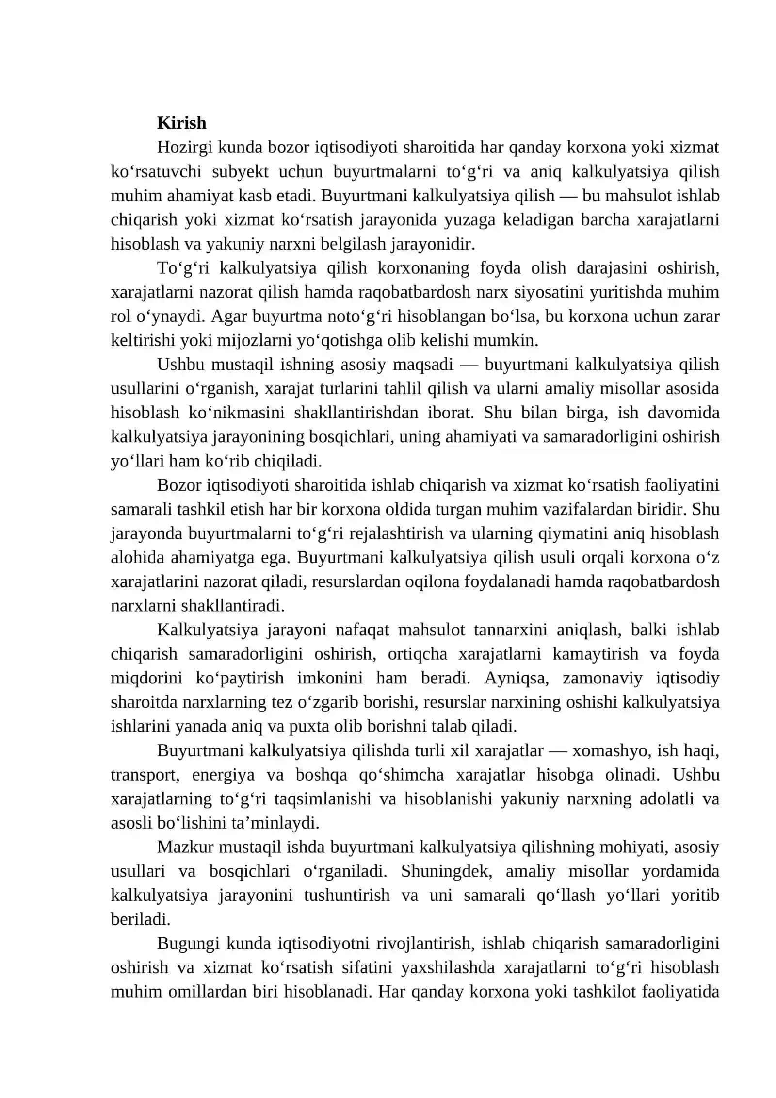 BUYURTMANI KALKULYATSIYA QILISH USULI 2