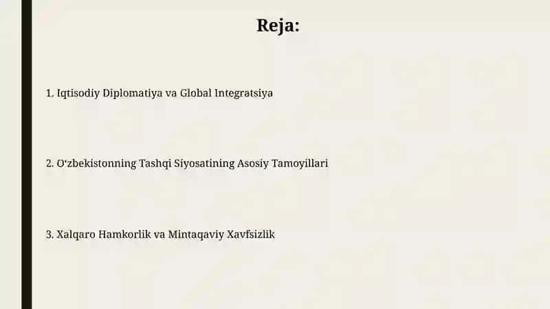 Oʻzbekistonning Tashqi Siyosatining Asosiy Tamoyillari 2