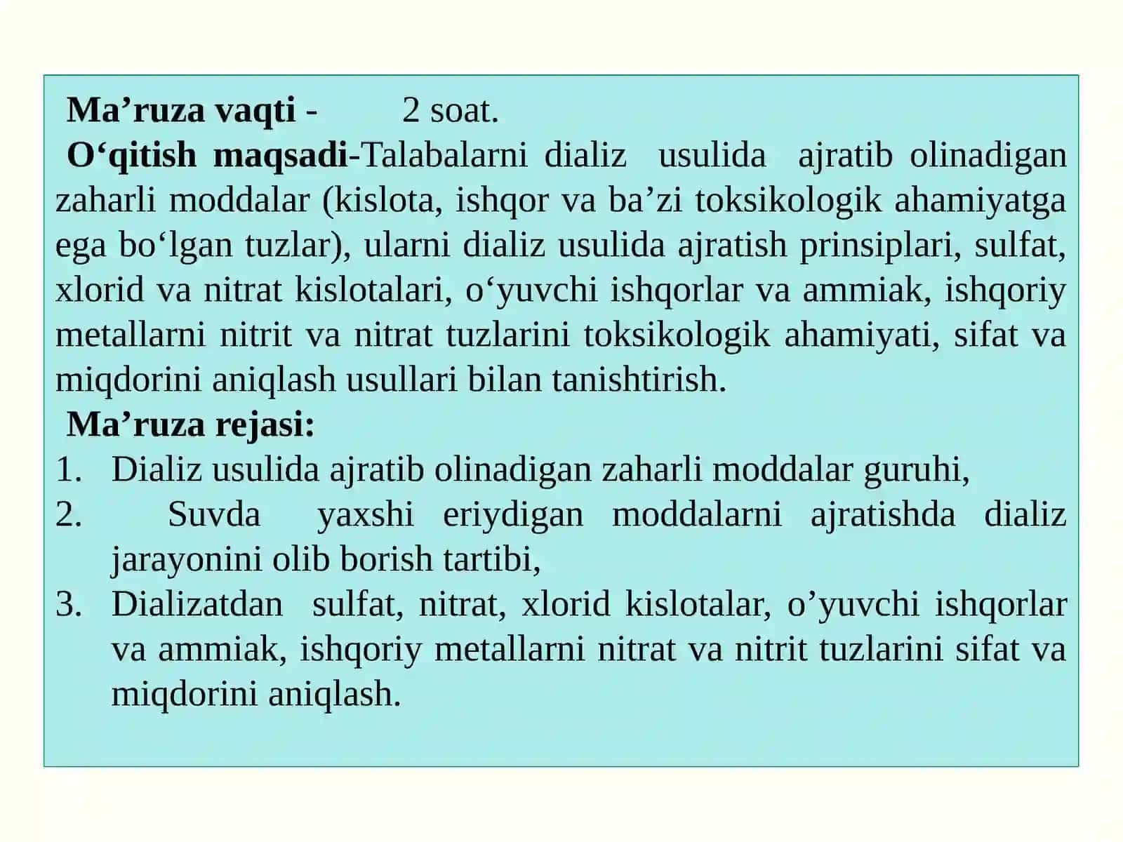 Dializusulidaajratibolinadiganzaharlimoddalar 2