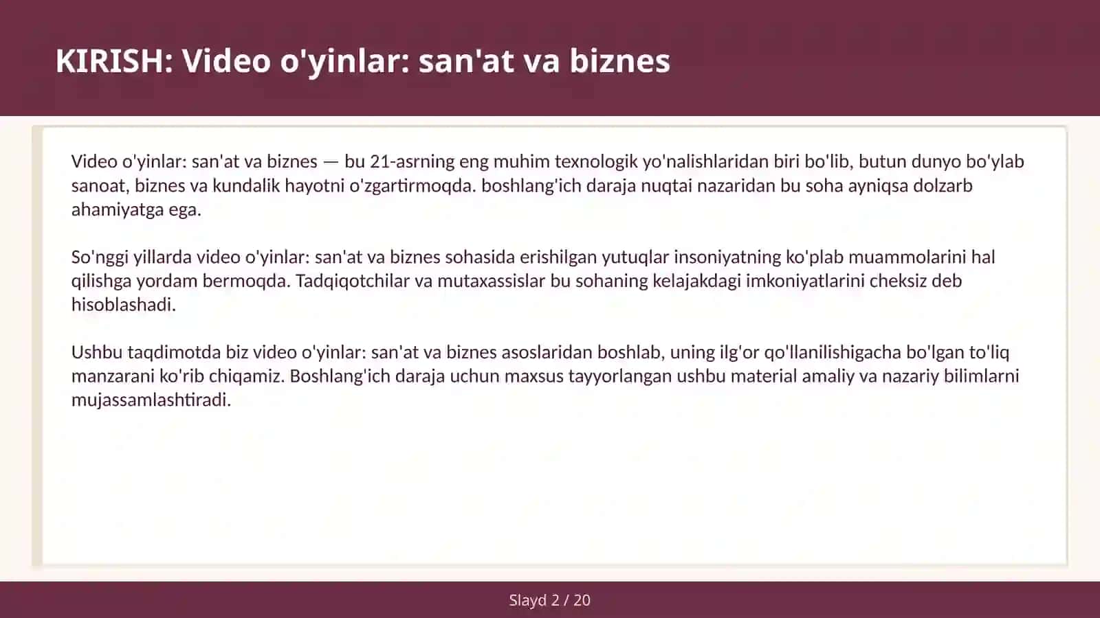 Video o'yinlar: san'at va biznes 2