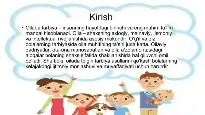 Oilada oʻgʻil va qiz bolalarning tarbiyasi 2