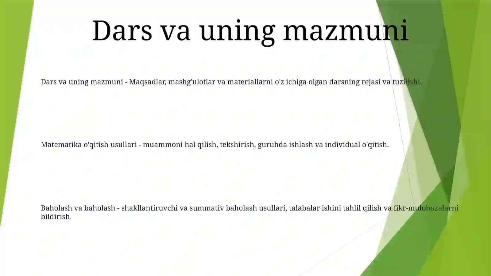 Dars va uning mazmuni 2
