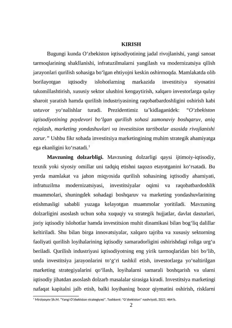 Qurilishda Marketing Faoliyati Samaradorligini Baholash 2