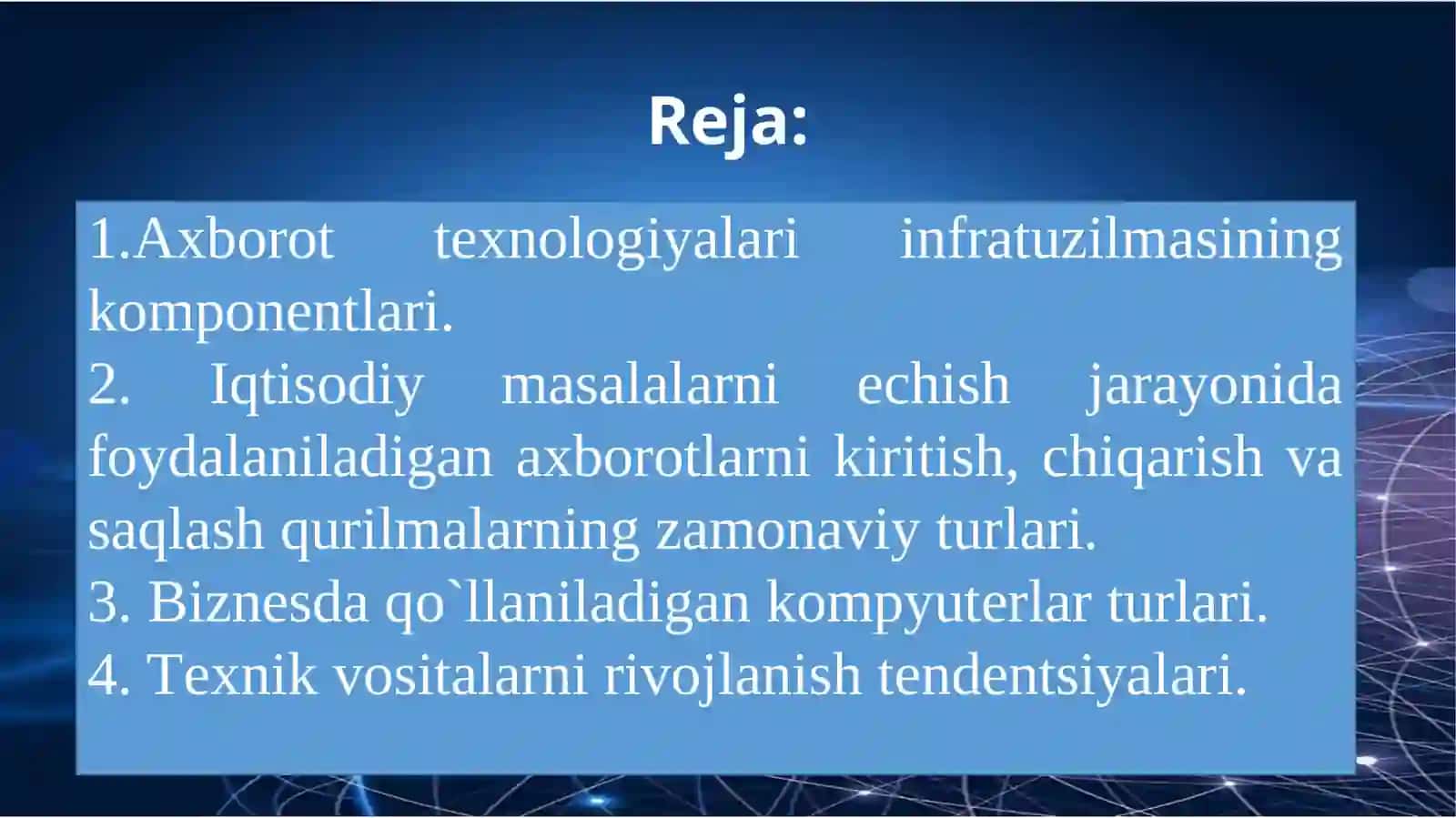 AXBOROT TEXNOLOGIYALARINING INFRATUZILMALARI 2