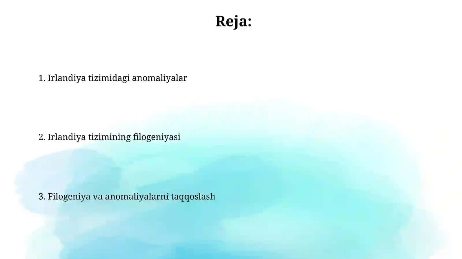 Irlandiya tizimining filogeniyasi va anomaliyalari 2