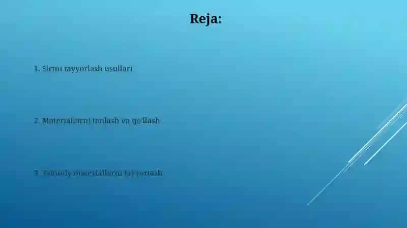 Tolali materiallarini pardozlashga tayyorlash 2