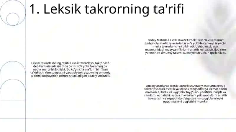 Badiiy Matnda Leksik Takror 2