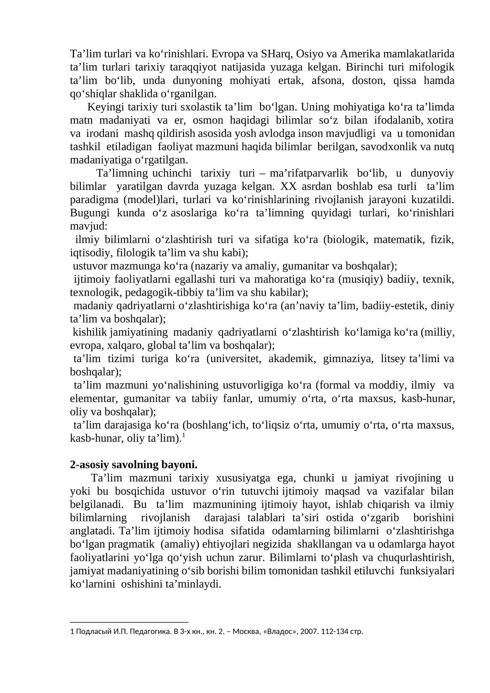 Ta’lim Qonuniyatlari va Prinsiplari 2