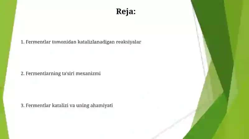 Fermentlar ishtirokida boradigan reaksiyalar 2