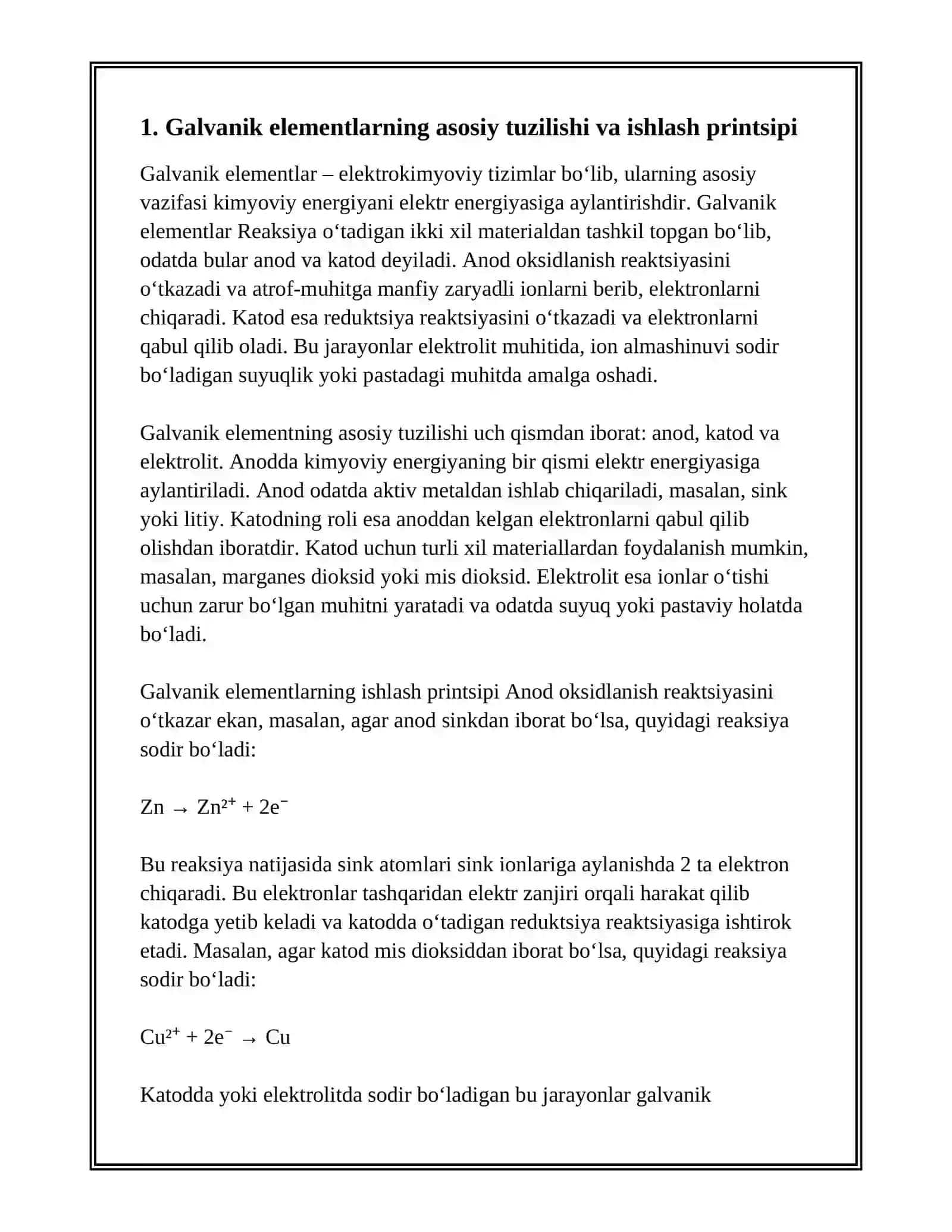 GALVANIK ELEMENTLAR VA AKKUMULYATORLAR 2