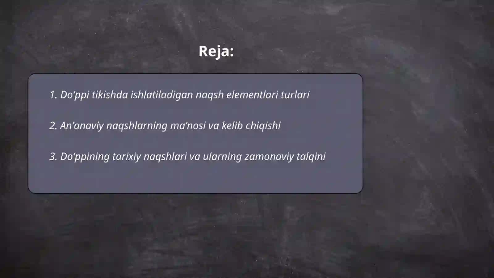 Doʻppi tikishda naqsh elementlari, bezash usullarini oʻrganish 2
