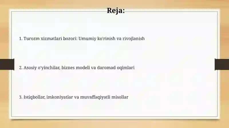 Turozm xizmatlari bozori 2