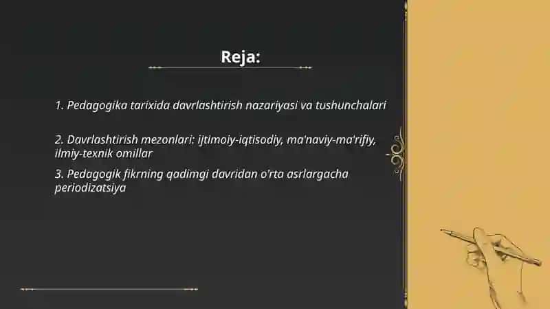 Pedagogika tarixida davrlashtirish masalalari 2