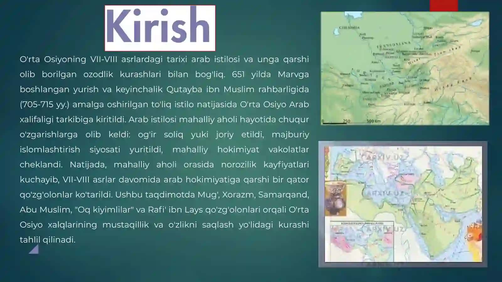 O'rta Osiyoda Arablarga qarshi xalq qo'zg'olonlari 2