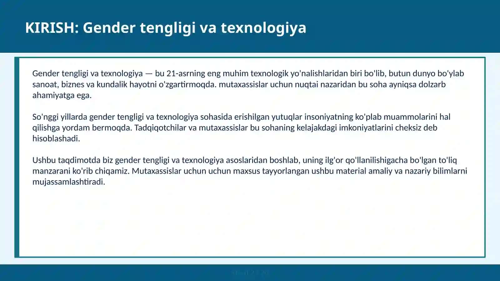 Gender Tengligi va Texnologiya 2