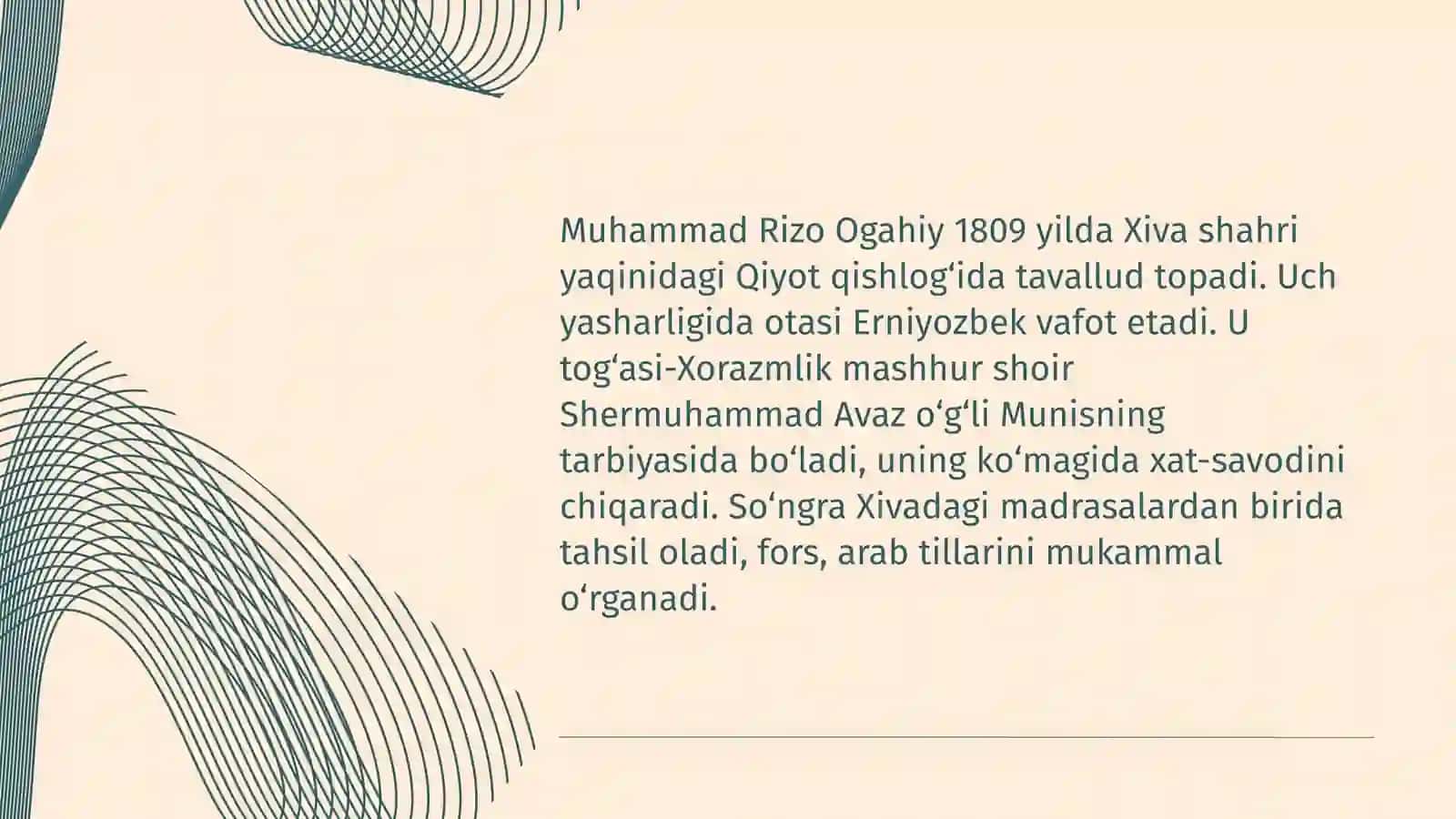 Ogahiy hayoti va ijodi 2