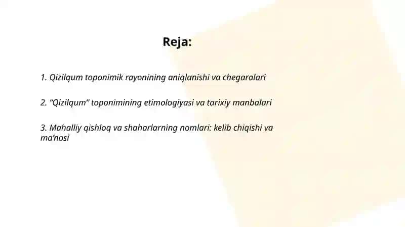 Qizilqum toponimik rayon 2