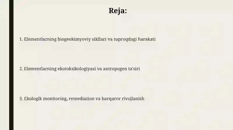 Elementlar kimyosining ekologik jihatlari 2