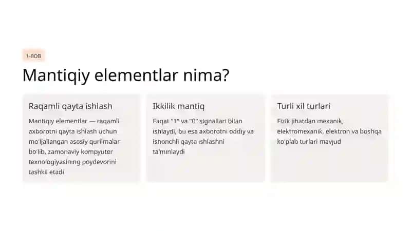 Mantiqiy funksiyalar va mantiqiy elementlar 2