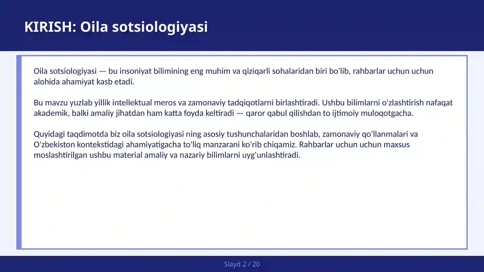 OILA SOTSIOLOGIYASI 2