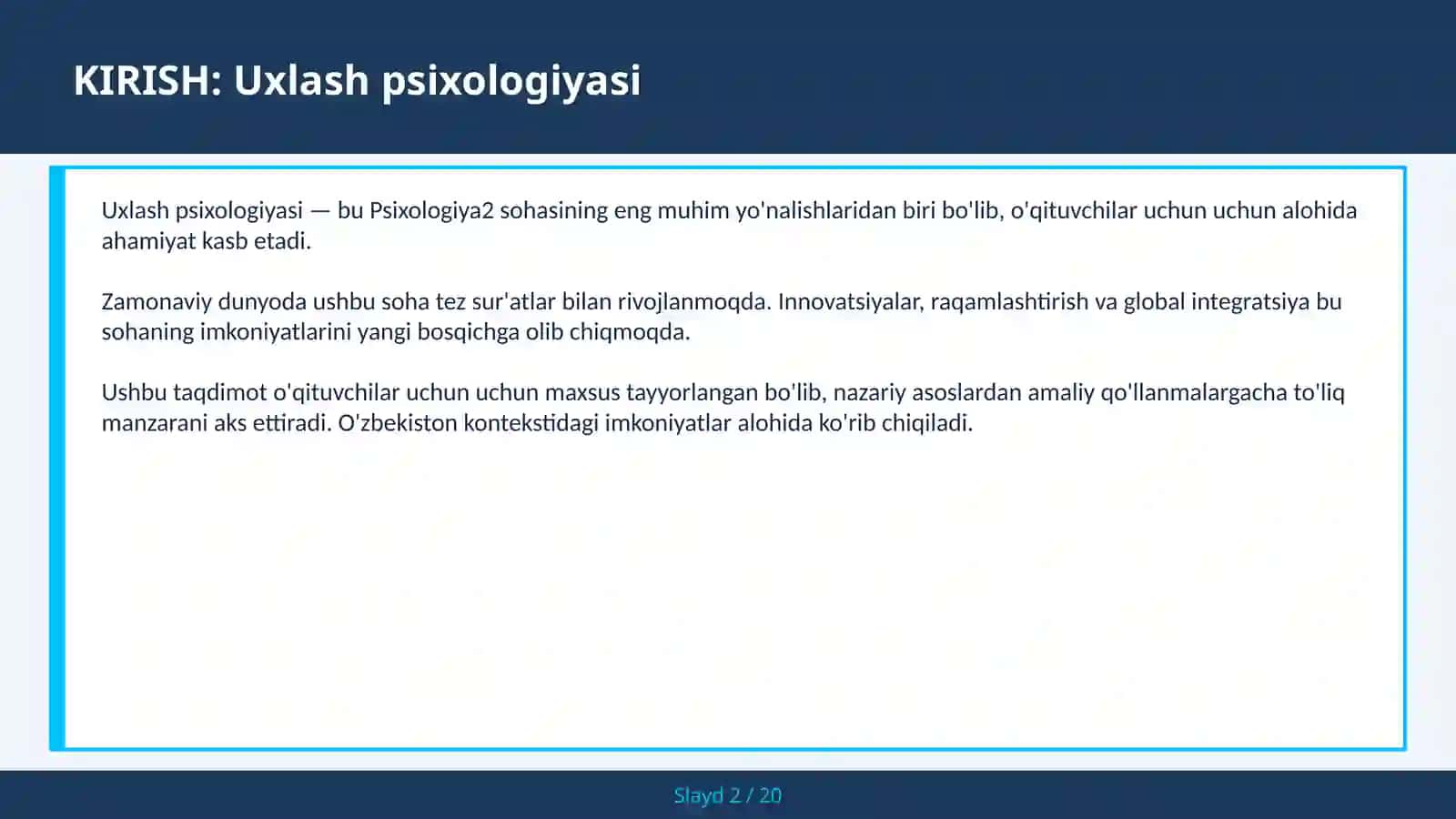 UXLASH PSIXOLOGIYASI 2