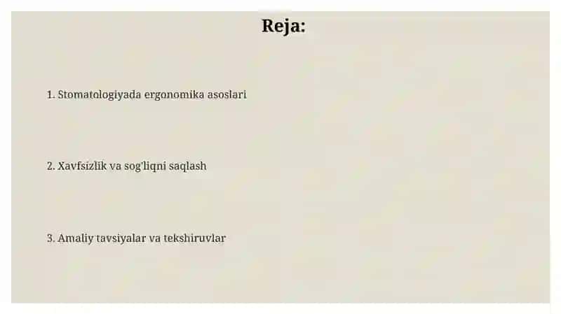 Stomatologiyada ish joyini tashkil etish va ergonomika 2