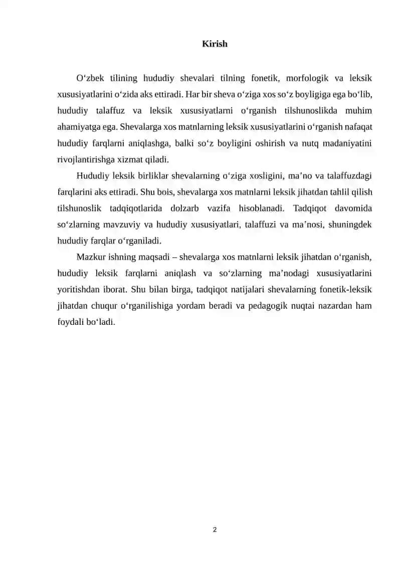 Shevalarga xos matnlarning leksik xususiyatlari 2