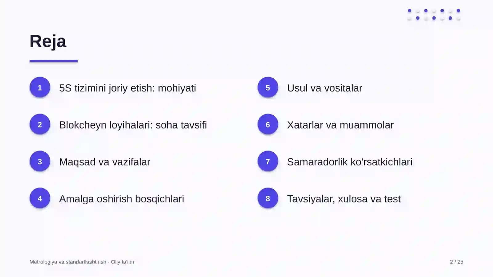 5S tizimini joriy etish: mohiyati 2
