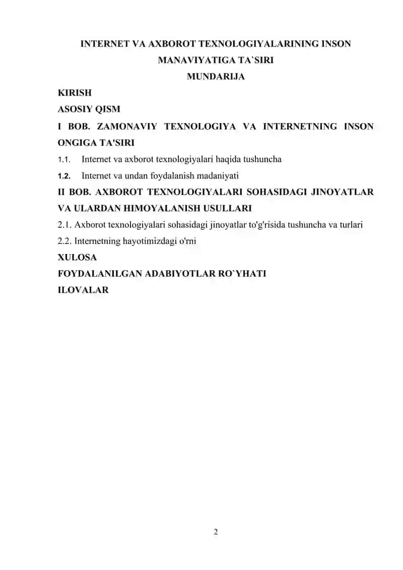 INTERNET VA AXBOROT TEXNOLOGIYALARINING INSON MANAVIYATIGA TA`SIRI 2